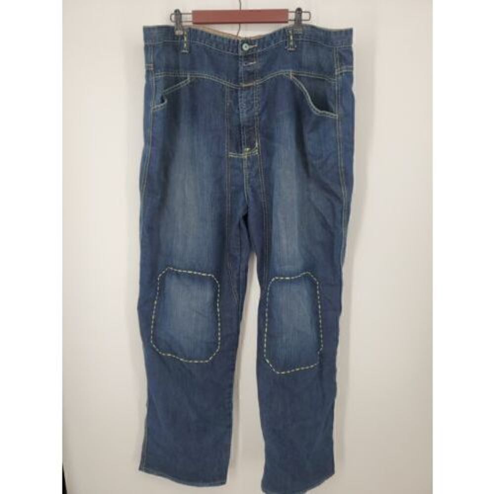Y2K VTG Marithe Francois Girbaud Jeans‎ Mens 44X33 Dark Wash Embroidered Hip Hop